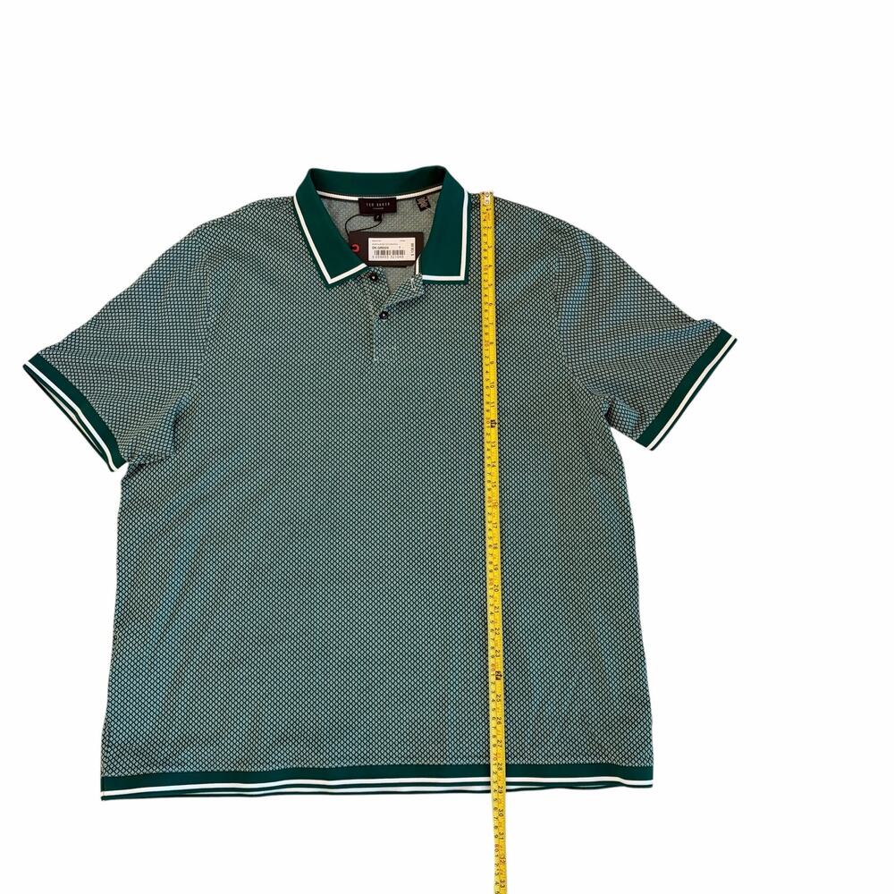 Ted Baker Geo Textured Short Sleeve Polo Shirt Regular Dark Green Sz7 US 3XL NEW - Picture 8 of 15